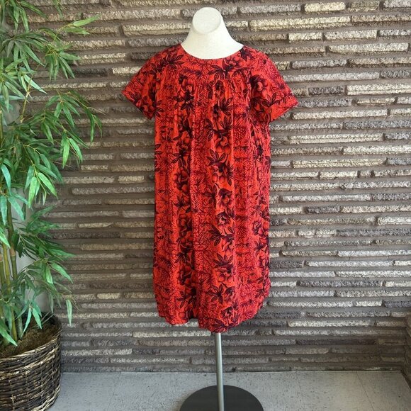 Hawaiian Vintage 60s Red Floral Muumuu Fashions by Tina Waikiki Dress - Picture 7 of 7